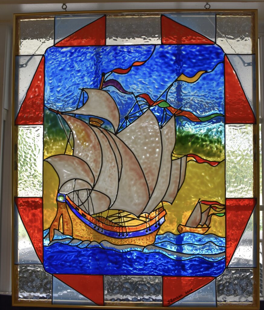 Done in stained glass paint.
I was introduced to this medium by Kate Hilbert in one of her Stoneridge art classes and have been experimenting with it ever since. 
