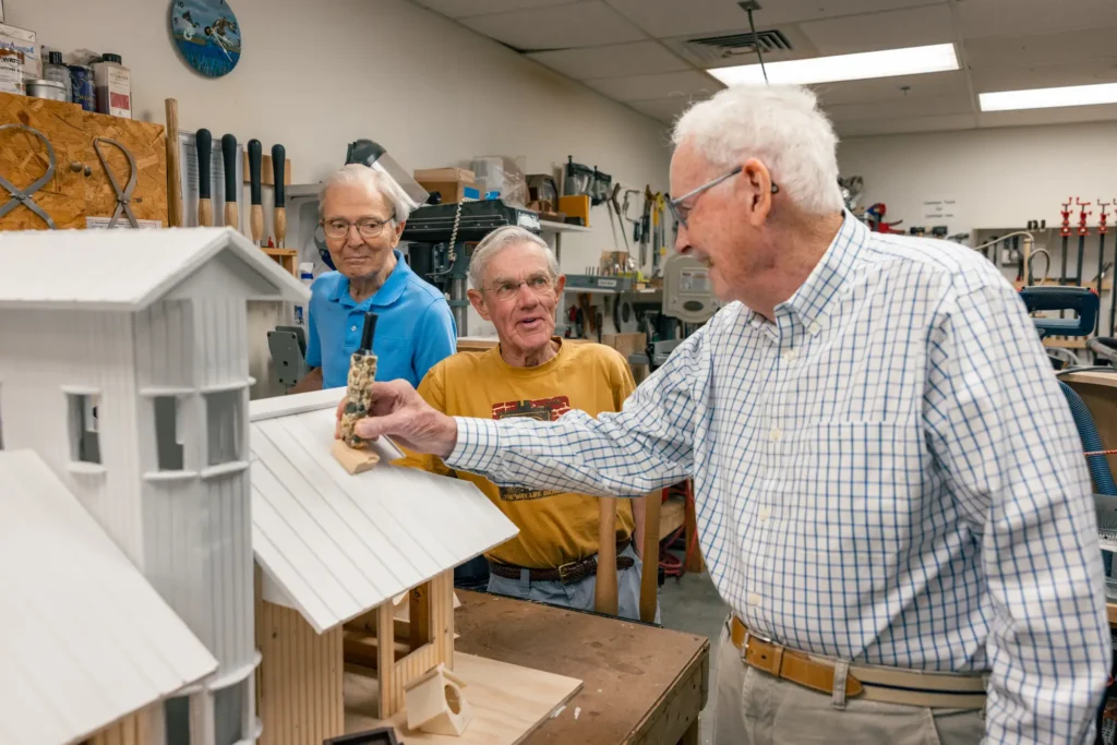 StoneRidge's woodworking shop is one of the benefits of living in a retirement community in Mystic, CT.
